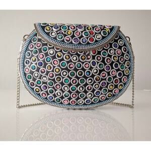 Ramla Women's Multicolor Atom Moroccan Mosaic Stone Crossbody Clutch